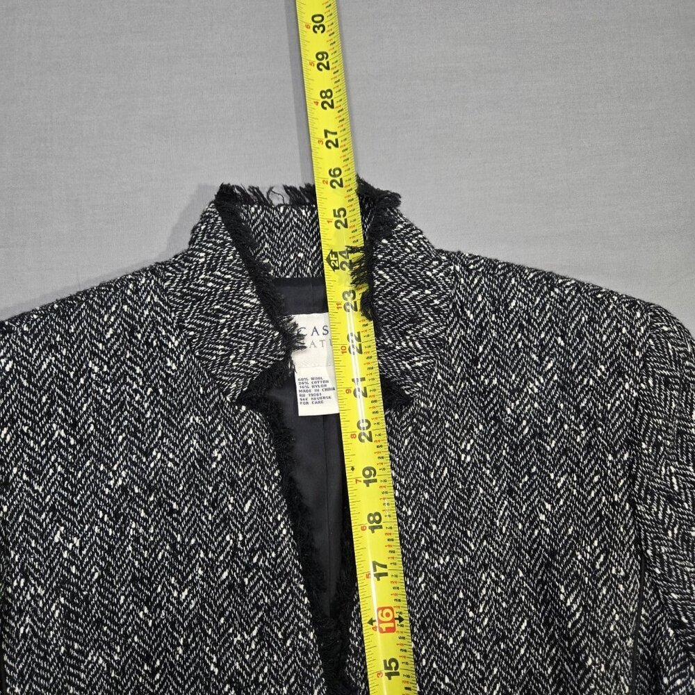 Doncaster Collection Blazer Women's Size 8P Black Tweed Fringe Wool Blend - Picture 14 of 16